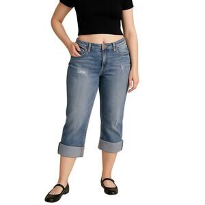 Y2K Seven7 Lightly Distressed Lightwash Cuffed Capri Style Jeans Size 8